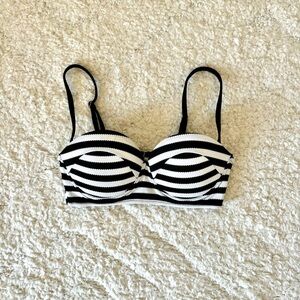 Xhilaration Black and White Striped Swim Bikini, Small